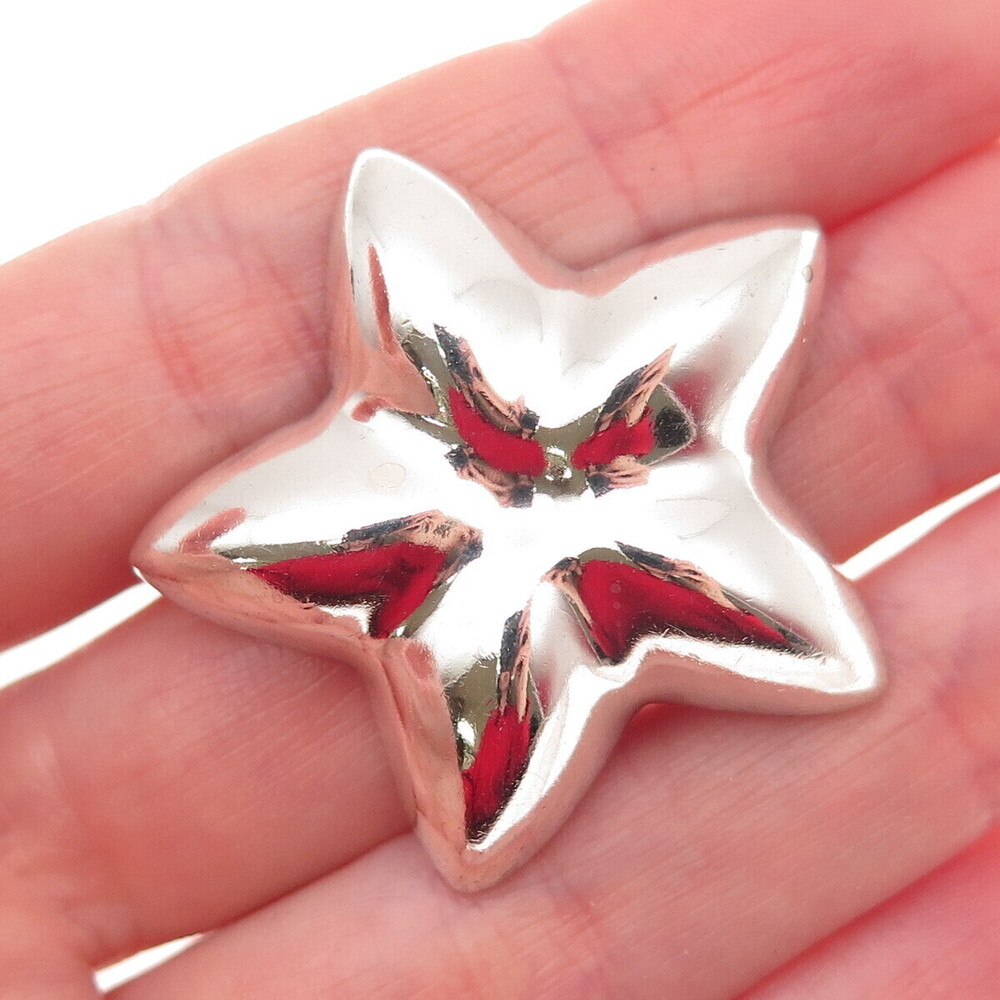 925 Sterling Silver Vintage Mexico Modernist Puffy Star Pin Brooch